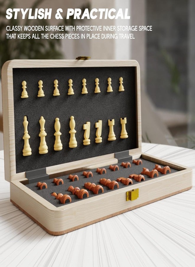 SPOCCO | Wooden Magnetic Chess Board Game Set for Kids & Adults | Compact & Foldable Board with Inbuilt Storage & Anti Scratch Surface | Ideal Indoor & Travel Friendly Game (11.5 x 11.5 Inch) - 120 - Image 2